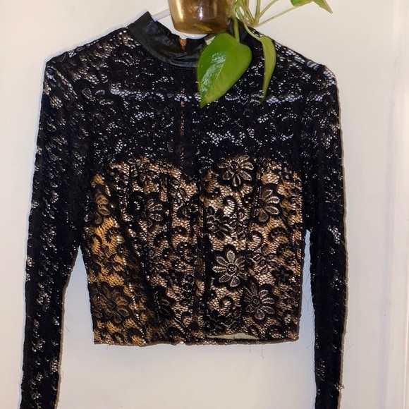 Mustard Seed Tops - gold and black see through mini top